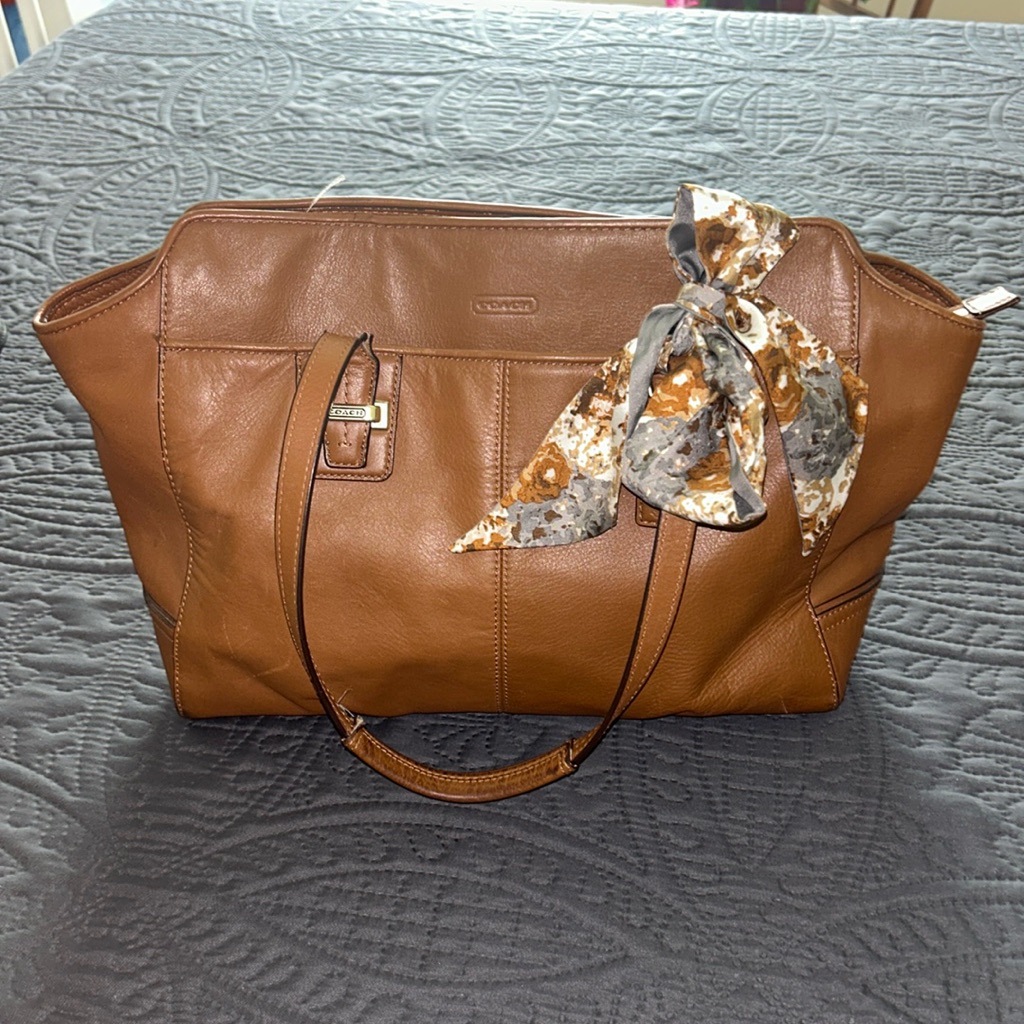 Coach Handbag With Coach Scarf